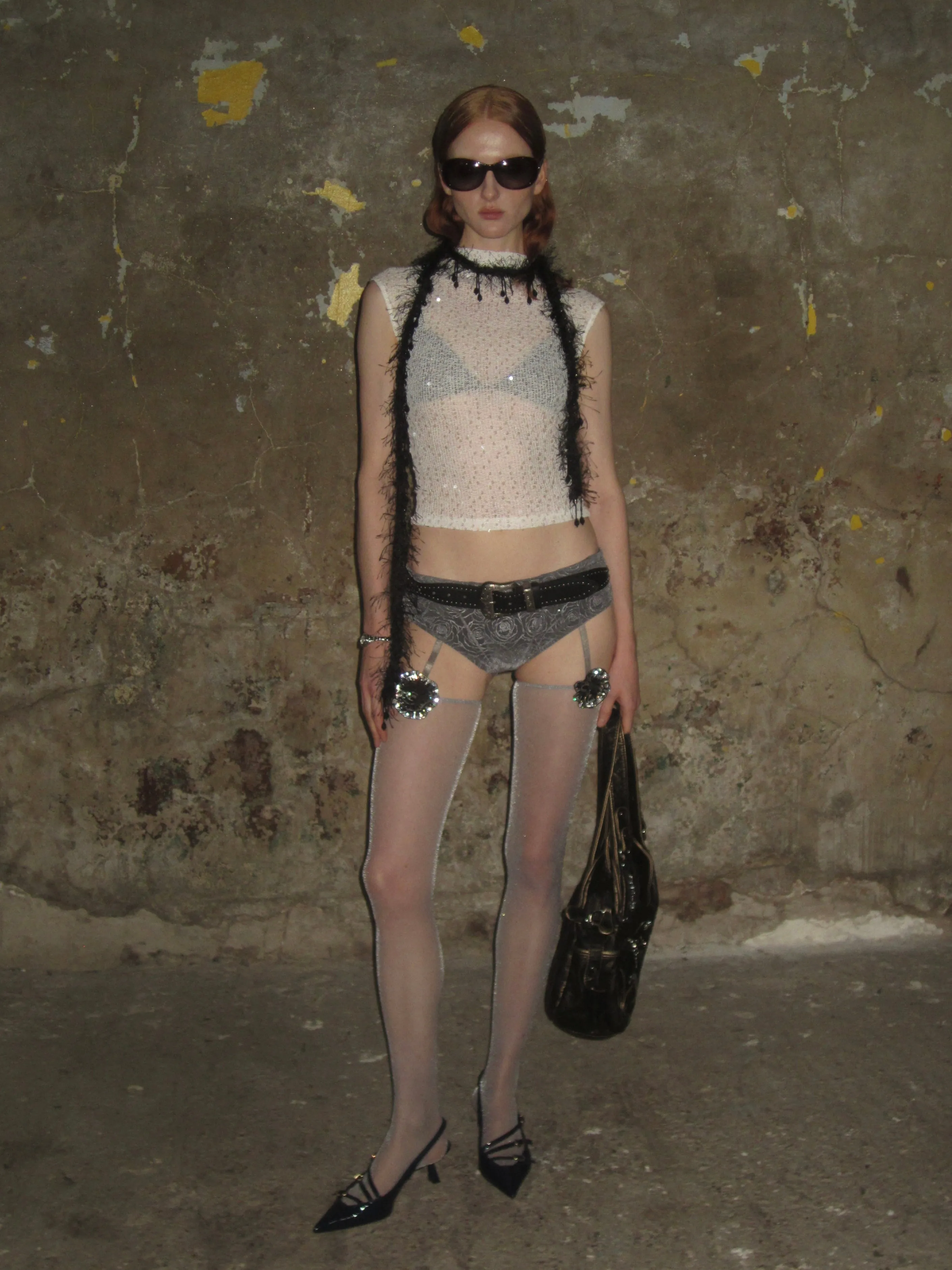 Black Plush Beaded Scarf sold by PROD Bldg product image thumbnail 3