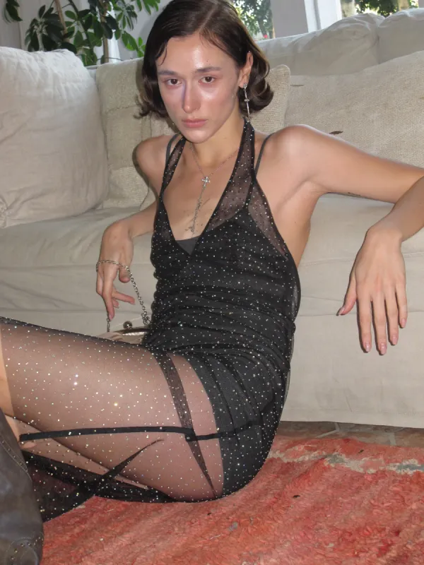Rhinestones Sheer Chiffon Dress sold by PROD Bldg
