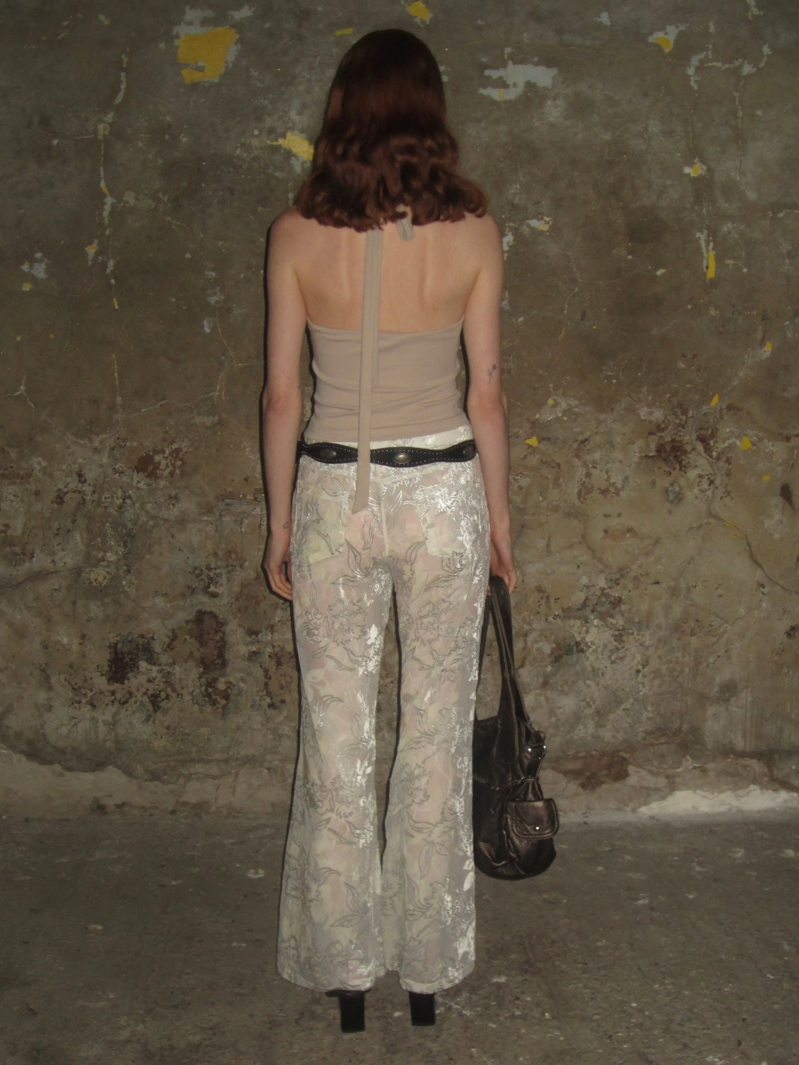 Velvet-flocked Semi-sheer Trousers /Beige sold by PROD Bldg product image thumbnail 4