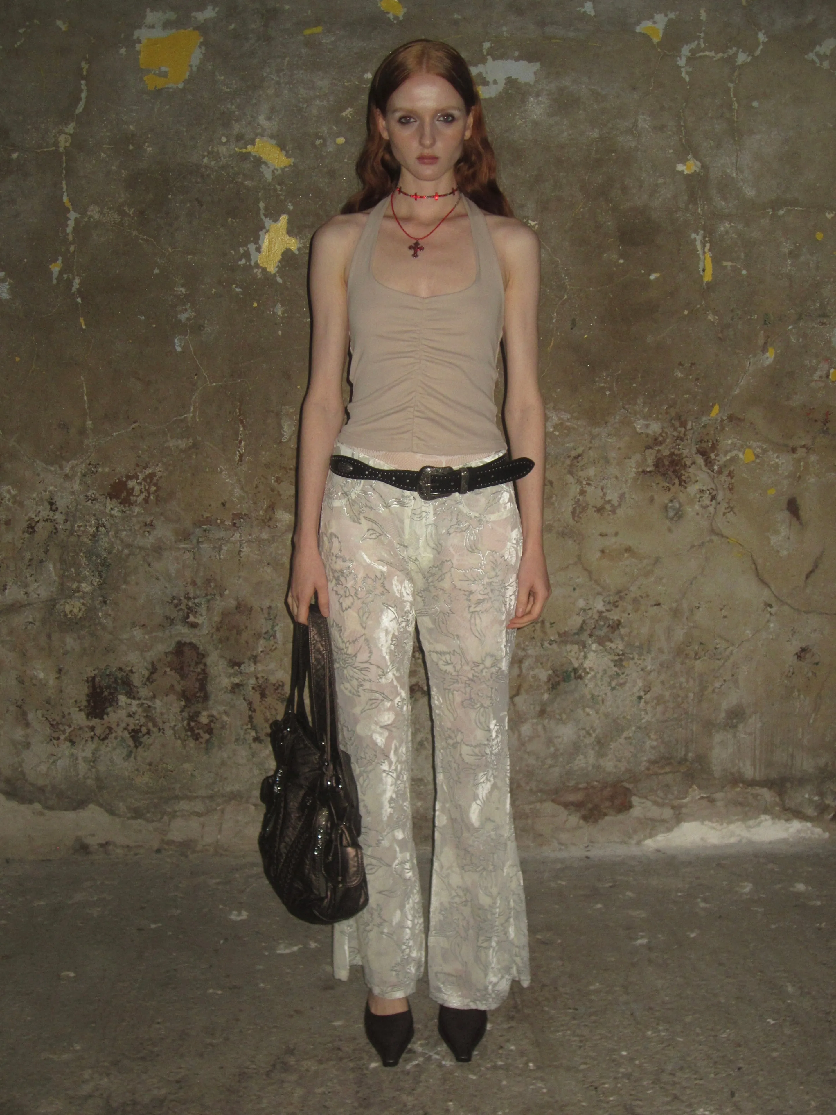 Velvet-flocked Semi-sheer Trousers /Beige sold by PROD Bldg product image thumbnail 3