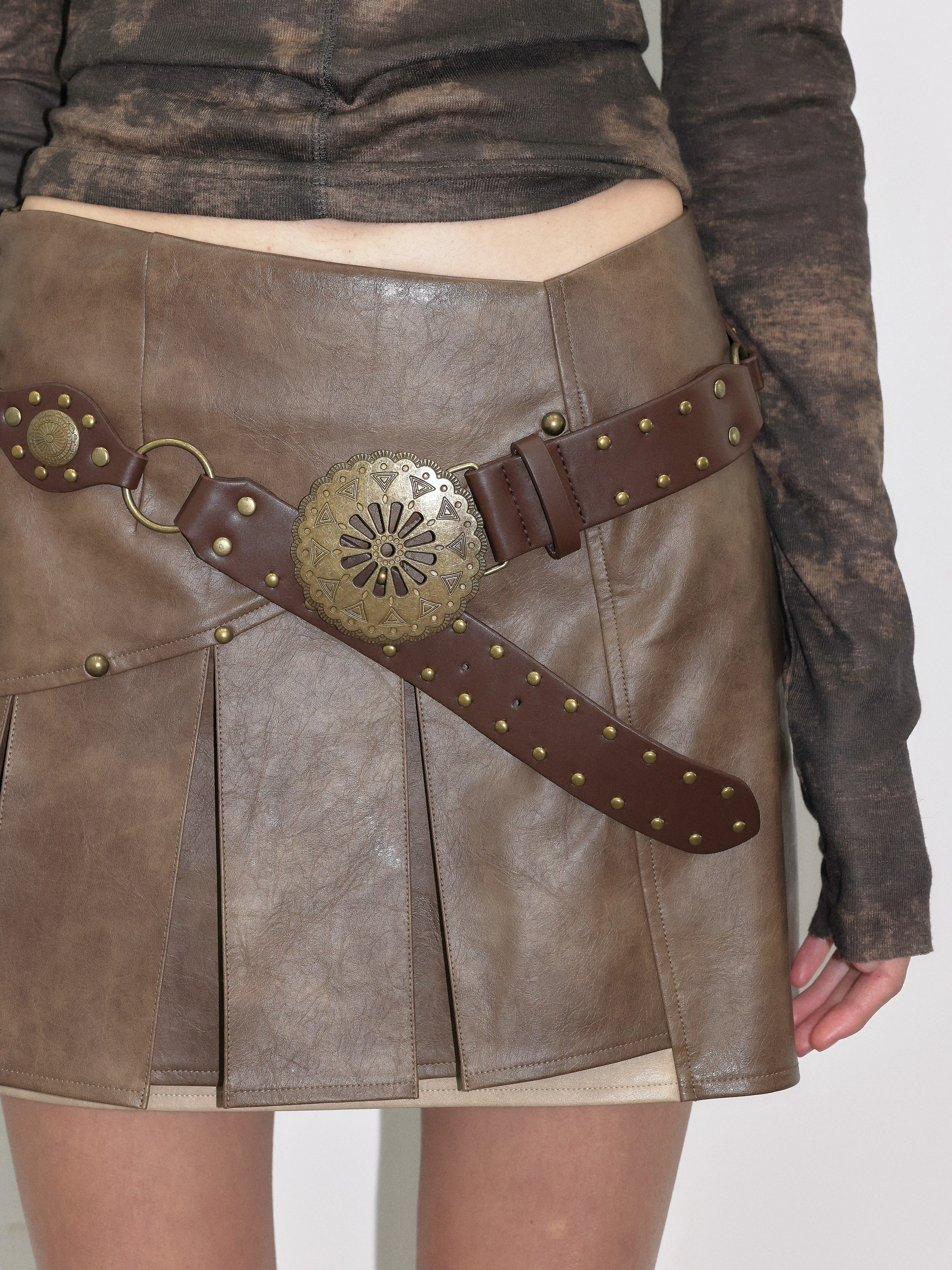 Studded Pleated Leather Skirt sold by PROD Bldg product image thumbnail 2