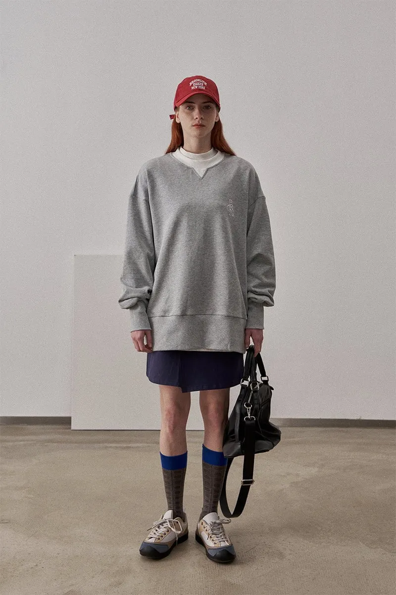 Loose Fit Ribbed Crewneck Sweatshirt with White Neckline / Melange Gray sold by PROD Bldg product image thumbnail 4