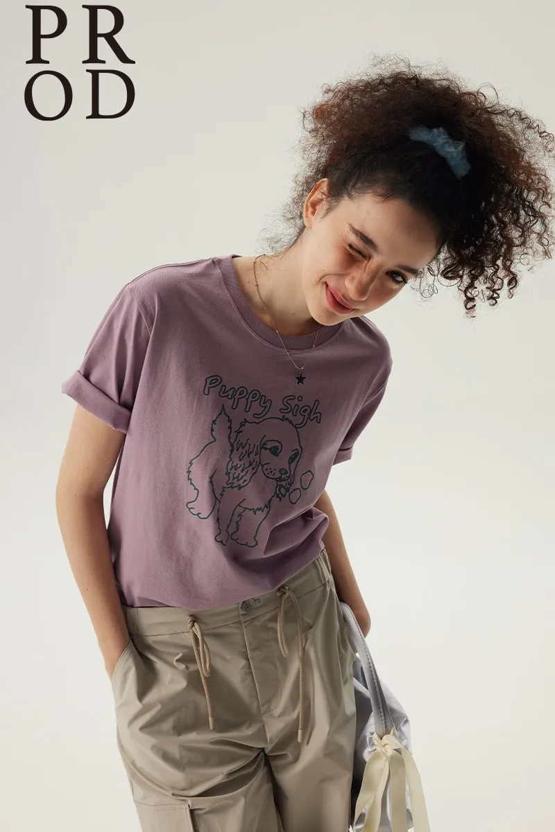 Puppy Sigh Graphic Basic Short Sleeve T-Shirt / Mauve sold by PROD Bldg product image thumbnail 3