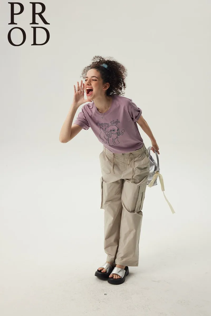 Puppy Sigh Graphic Basic Short Sleeve T-Shirt / Mauve sold by PROD Bldg product image thumbnail 4