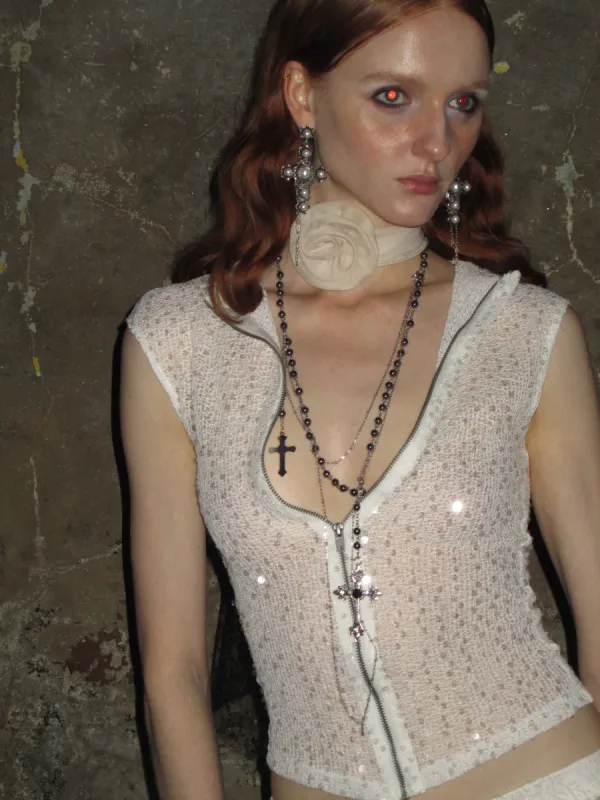 Multiway Sequin Stand-up Collar Tank Top sold by PROD Bldg