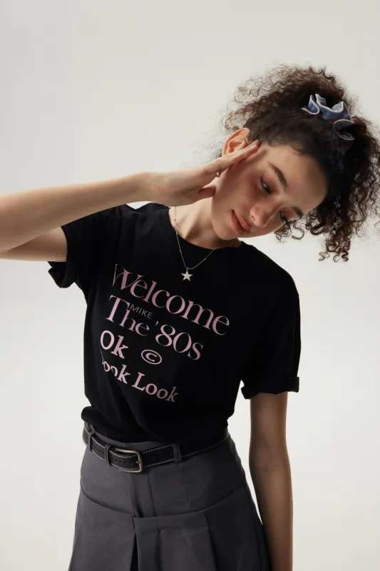Welcome The 80s Graphic Short Sleeve T-Shirt / Black sold by PROD Bldg