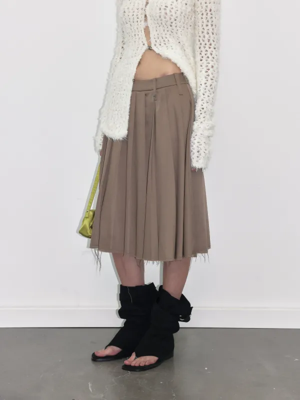 Champagne Pleated Midi Skirt sold by PROD Bldg