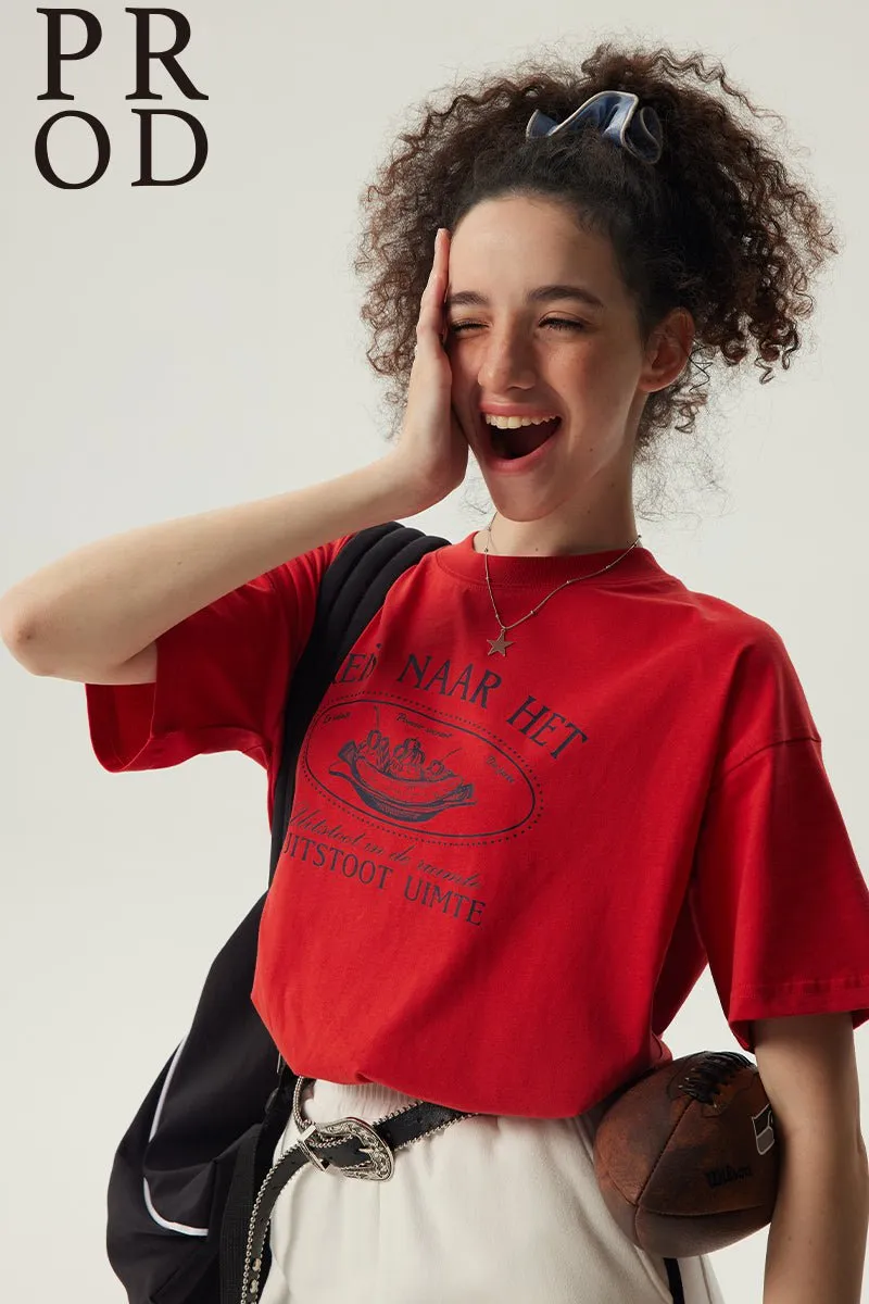 Reis Naar Boxy Short Sleeve T-Shirt / Red sold by PROD Bldg