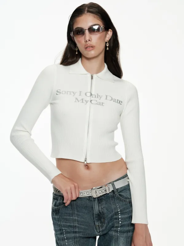 Date With Cat Zip-Up Sweater sold by PROD Bldg