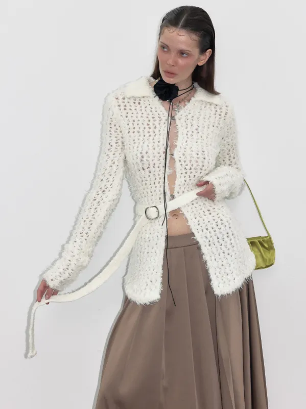 Mesh Cardigan Sweater With Belt sold by PROD Bldg