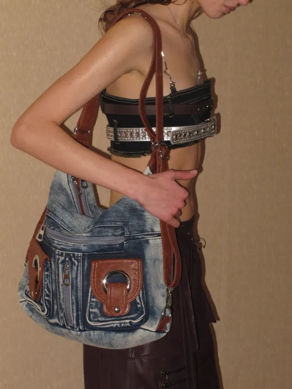Vintage Style Premium Wash Denim Shoulder Bag sold by PROD Bldg