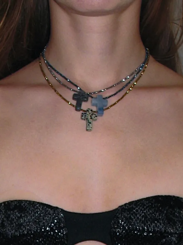 Multicolor Stone Cross Necklace sold by PROD Bldg