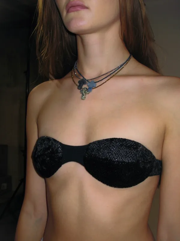 Velvet Dot Bandeau Top/ Black (With Positioning Brooch) sold by PROD Bldg