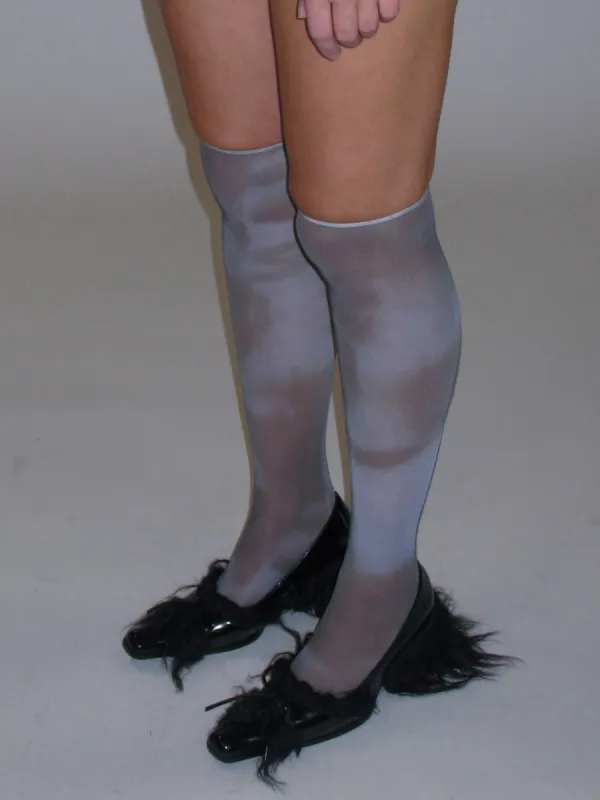 Sheer Print Calf-High Socks/ Blue sold by PROD Bldg