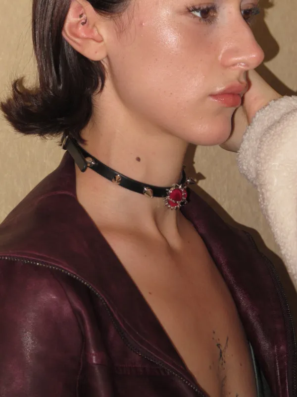 Black Short Velvet Heart Studded Decor Choker sold by PROD Bldg