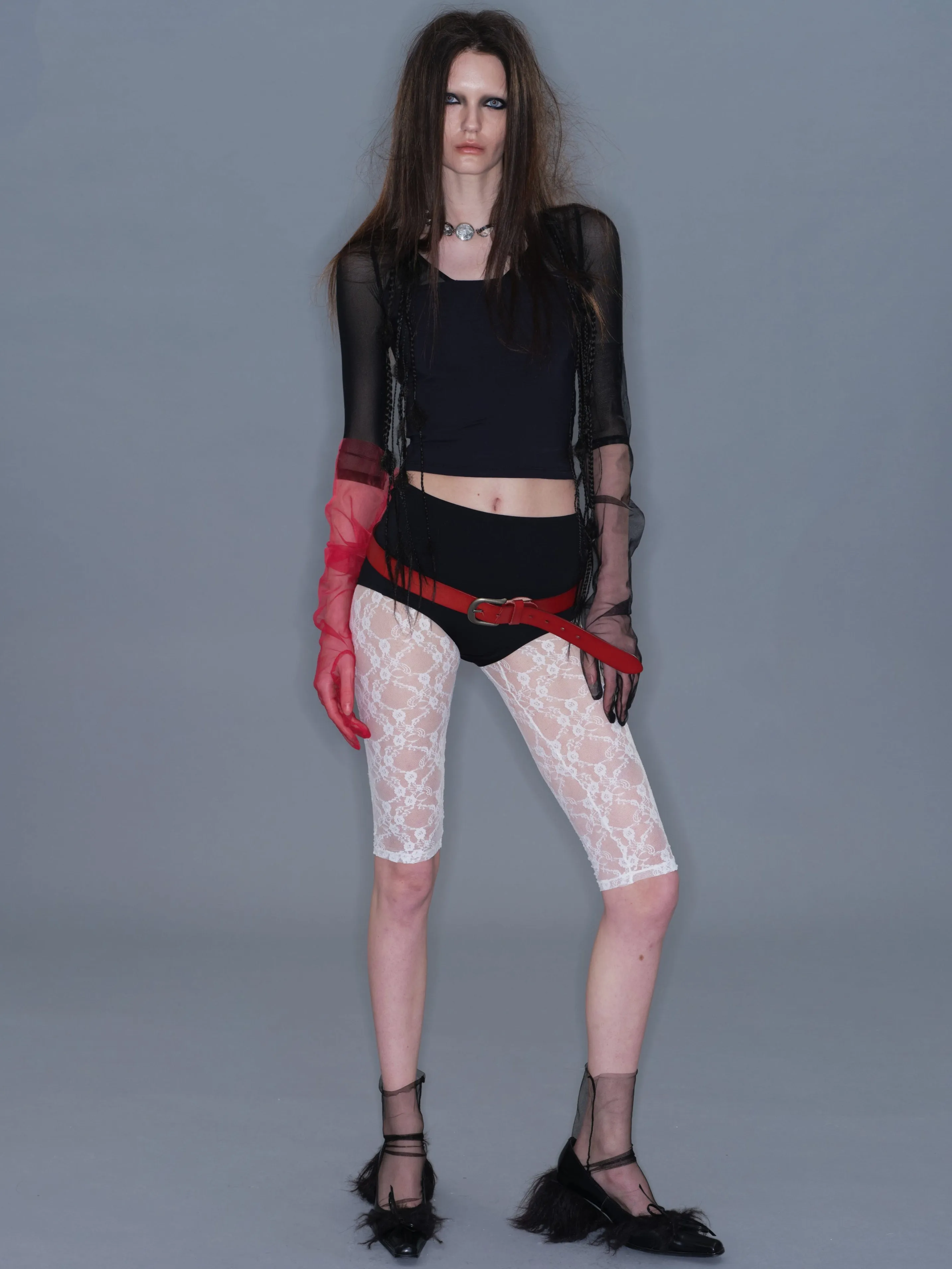 Fitted Mesh Crew Neck Long Sleeve Top/ Black sold by PROD Bldg product image thumbnail 5