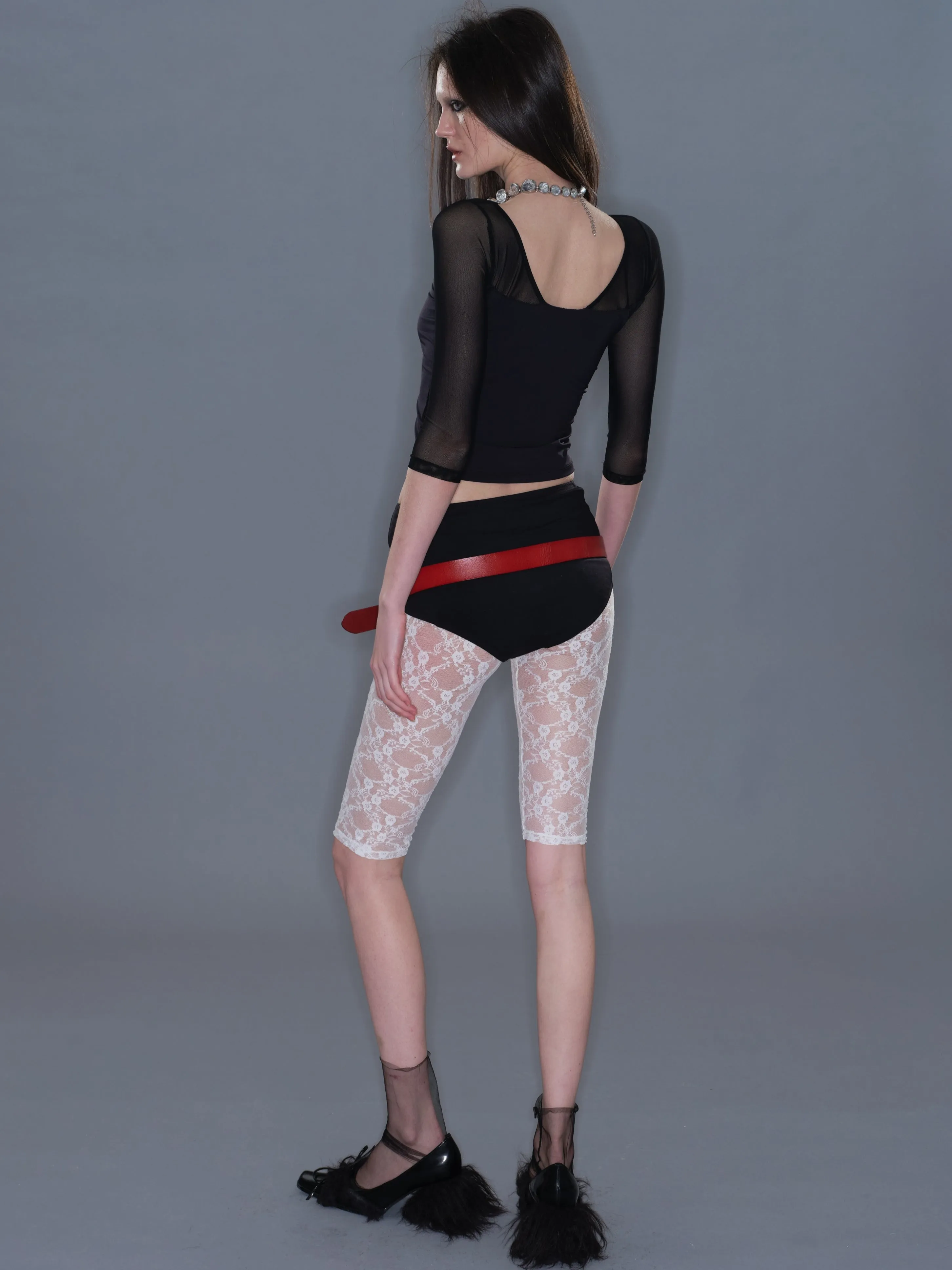 Fitted Mesh Crew Neck Long Sleeve Top/ Black sold by PROD Bldg product image thumbnail 4