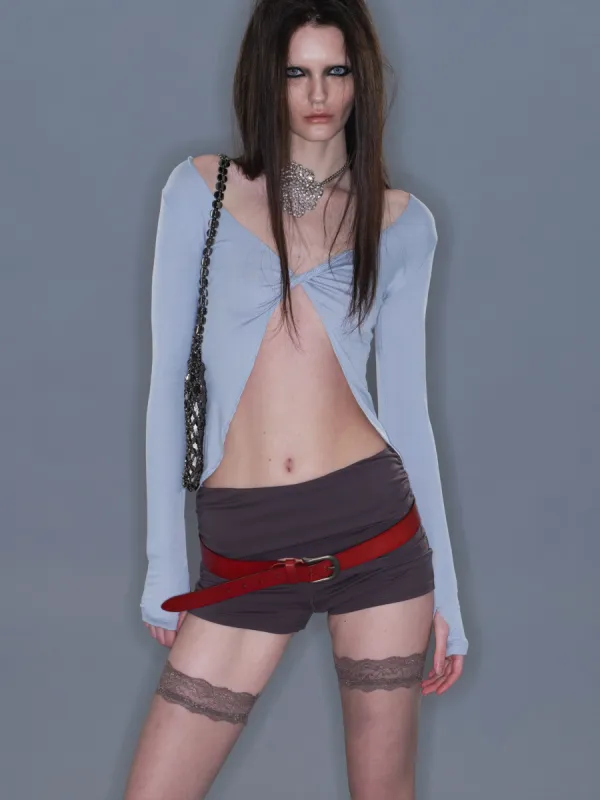 Fitted Long Sleeve Top/ Gray-blue sold by PROD Bldg