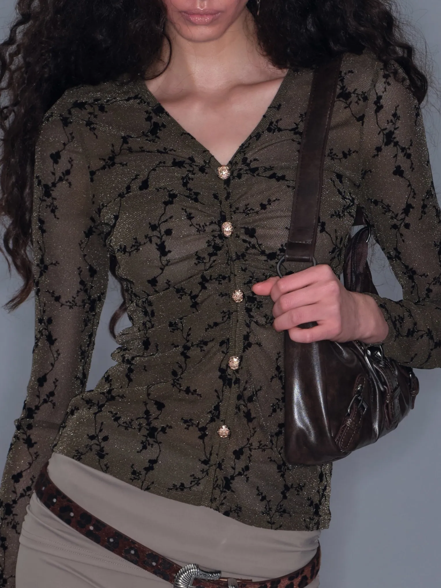 Printed Mesh Ruched Waist Long-sleeve sold by PROD Bldg product image thumbnail 2