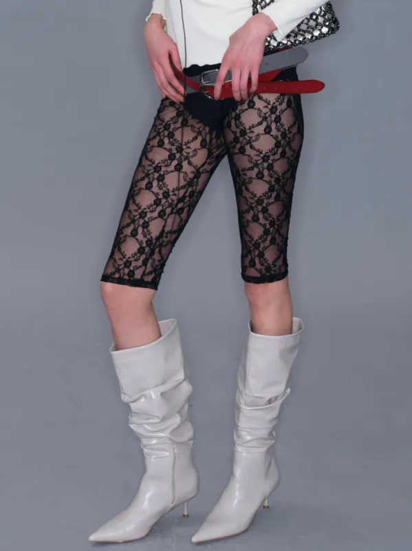 Mesh Lace Cropped Leggings/ Black sold by PROD Bldg