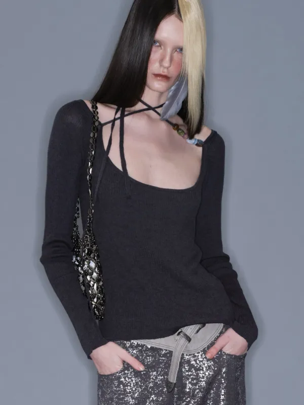 Multiway Round Neck Beaded Knit Top sold by PROD Bldg