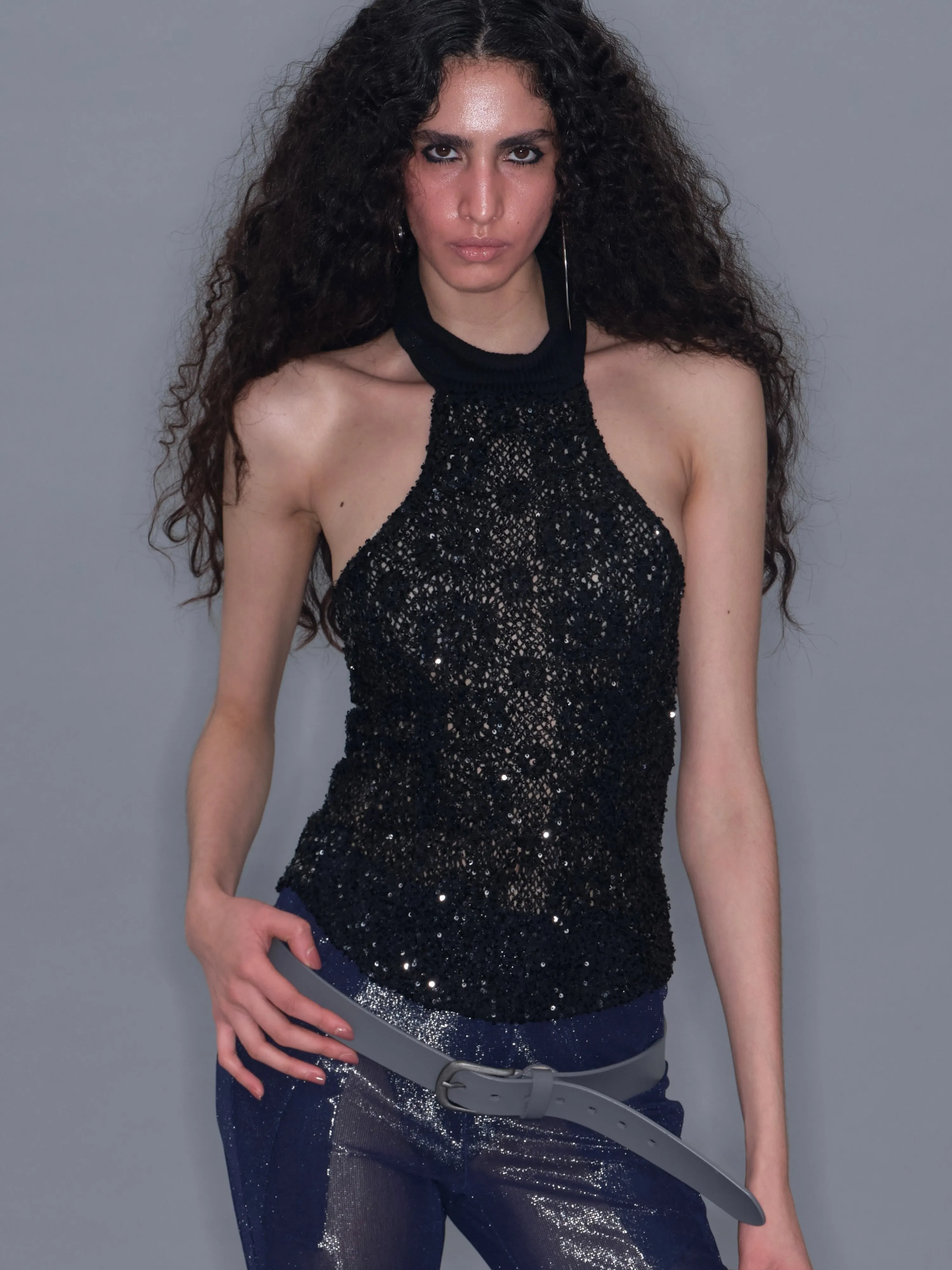 High-Neck Sequin Tank Top sold by PROD Bldg