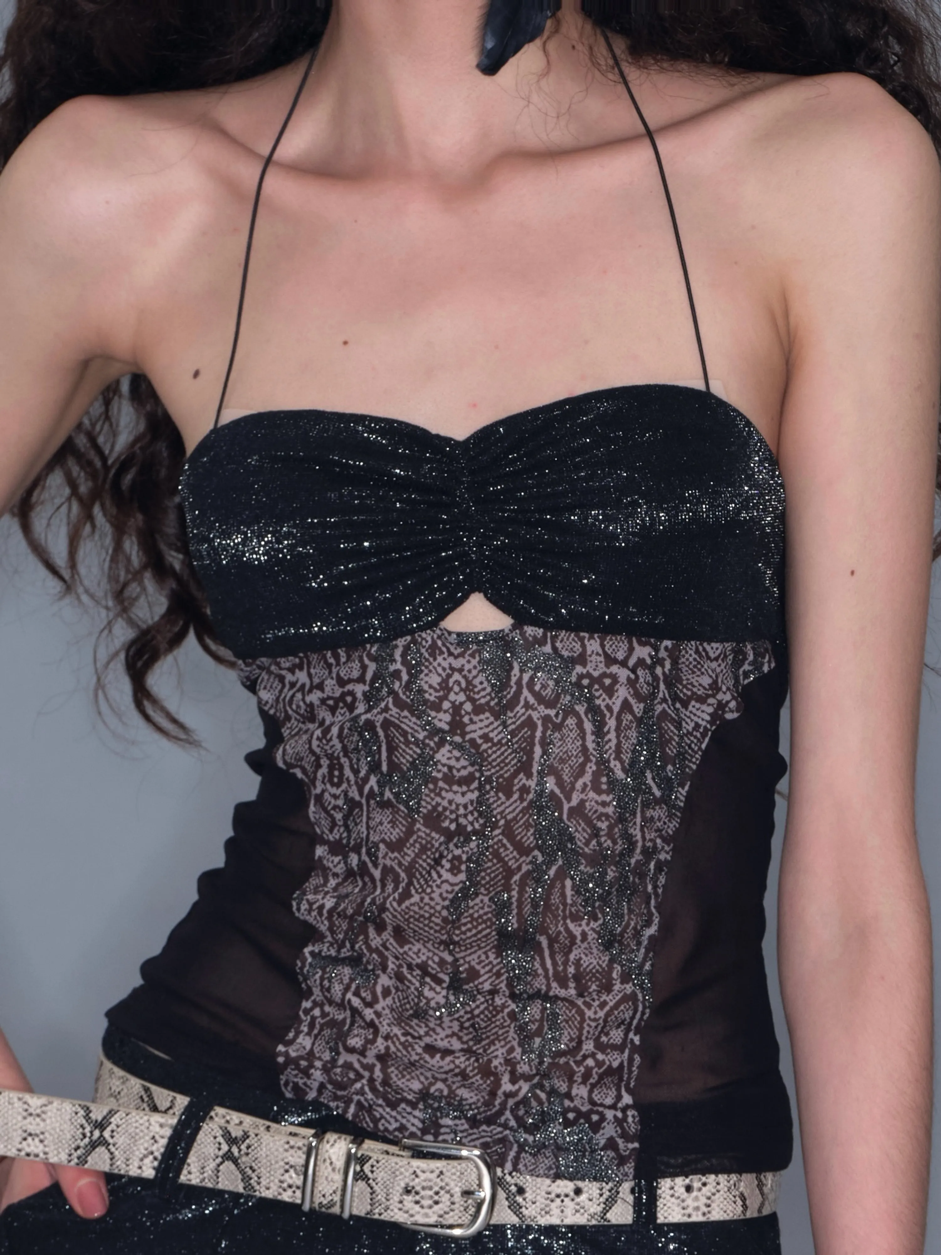 Colorblock Halter Neck Bustier Top sold by PROD Bldg