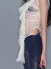 Mesh Ruffle Sleeveless Cardigan Tank Top/ Apricot sold by PROD Bldg