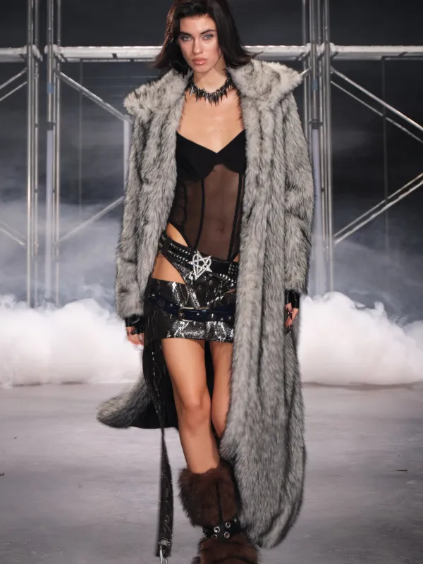 Nyra Oversized Faux Fur Coat Gray sold by PROD Bldg