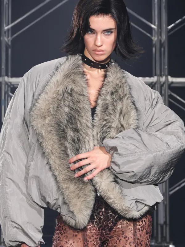 Glacier Faux Fur Trim Puffer Jacket Gray sold by PROD Bldg