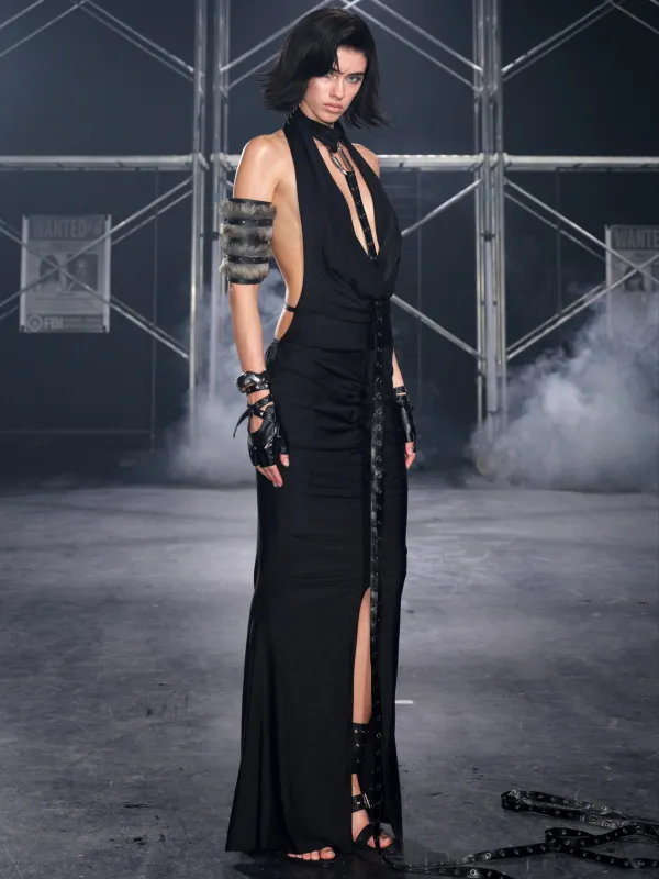 Anouk Halter Heck Ruched Maxi Dress sold by PROD Bldg