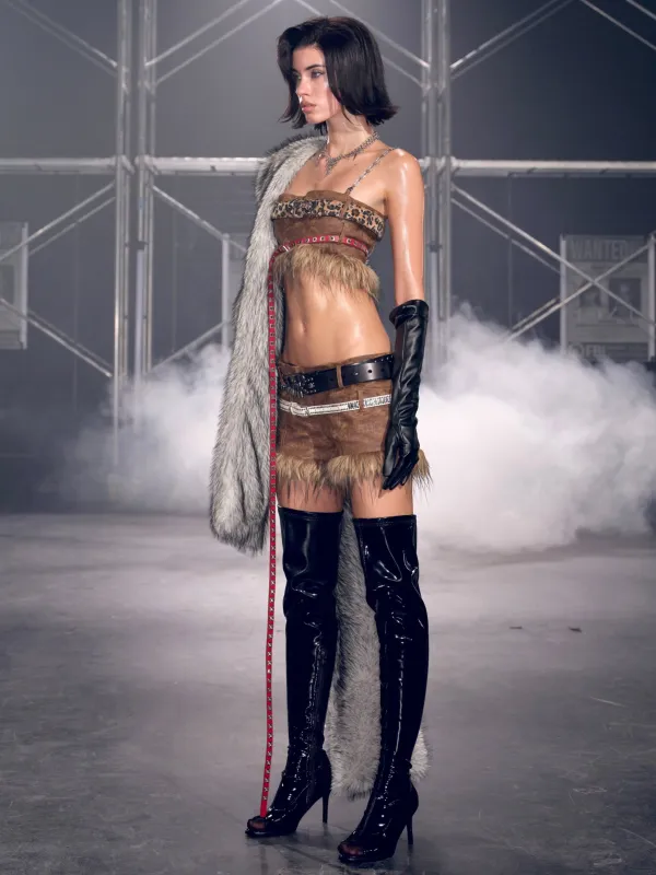 Thea Faux Fur Shorts Brown sold by PROD Bldg