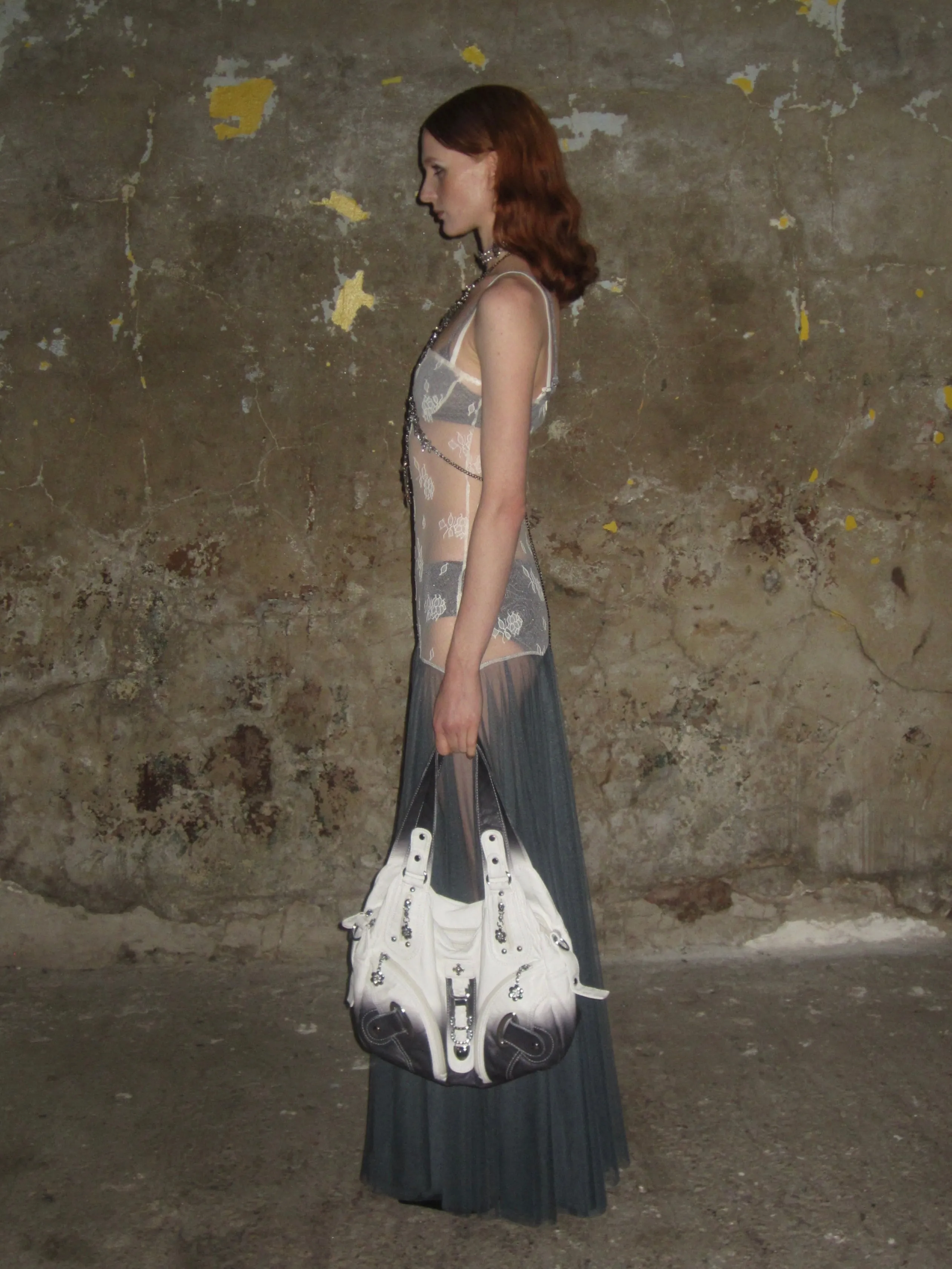 Lace color-block tulle Dress /Apricot-blue sold by PROD Bldg product image thumbnail 2