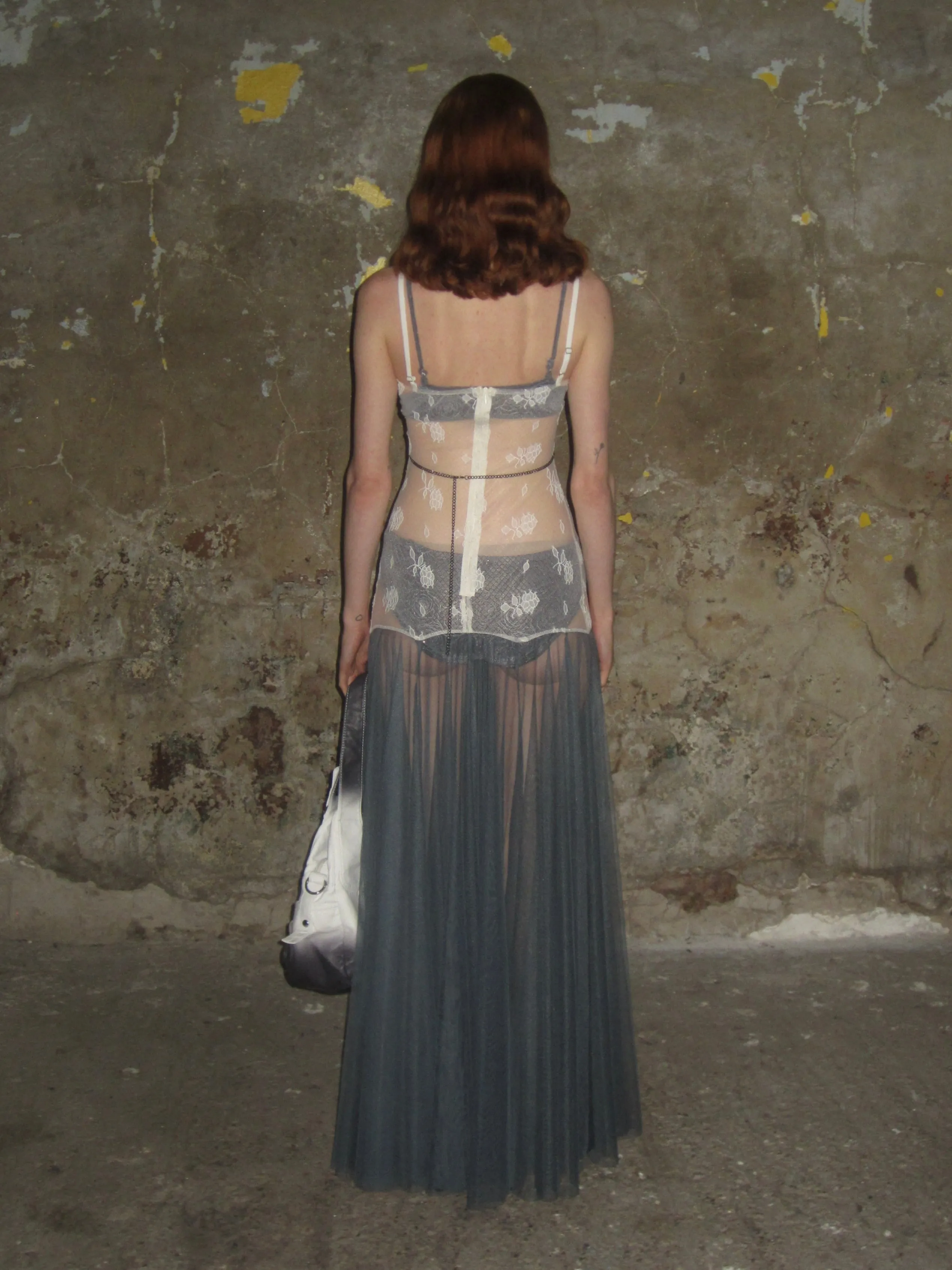 Lace color-block tulle Dress /Apricot-blue sold by PROD Bldg product image thumbnail 4