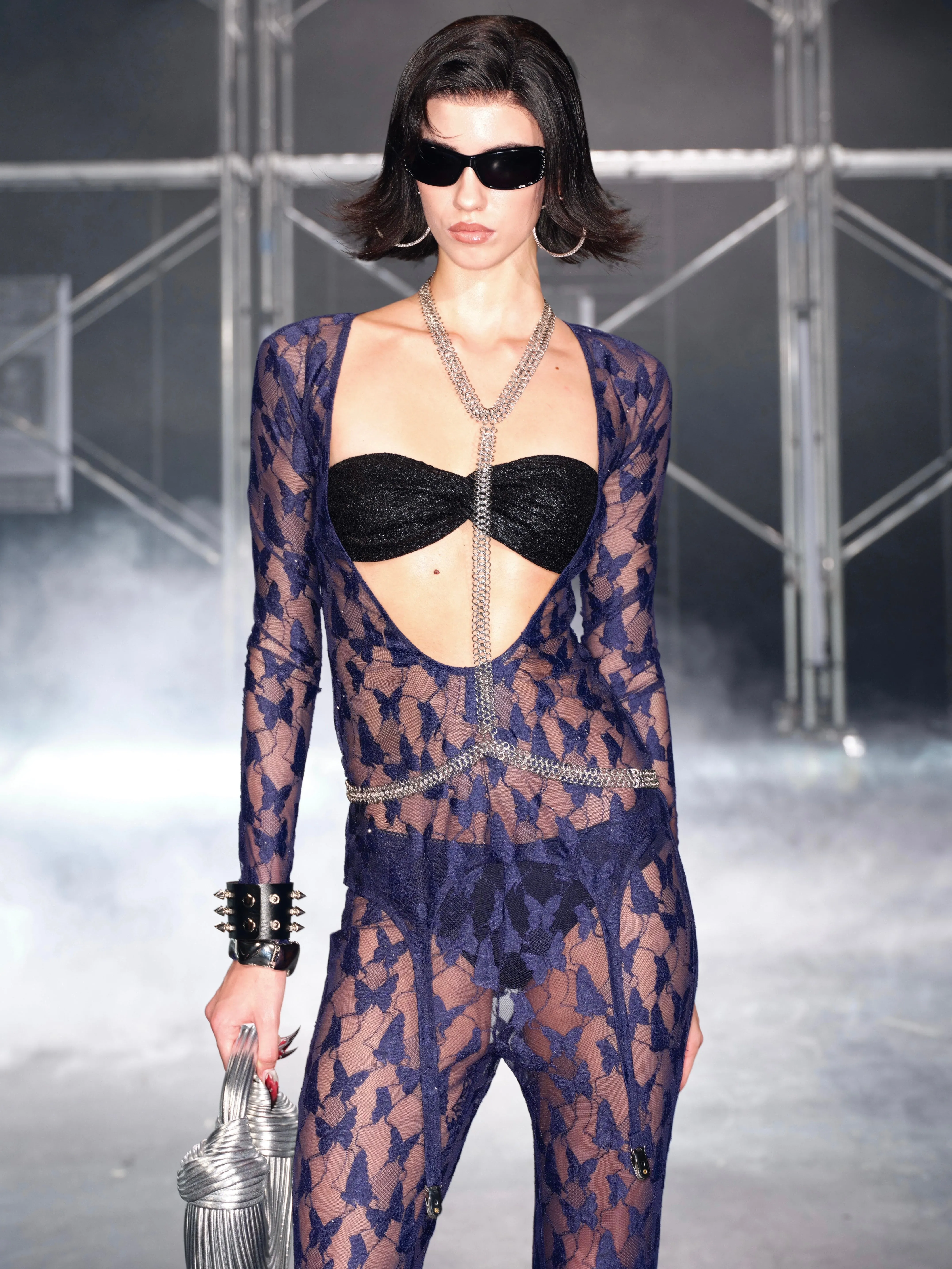 Nadia V-neck Top In Navy Butterfly sold by PROD Bldg product image thumbnail 2