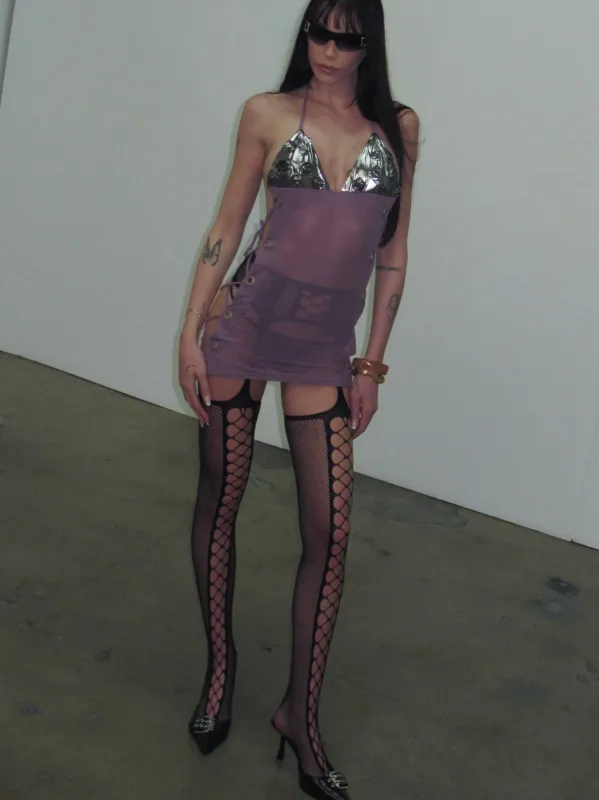 Black Fishnet Thigh-High Stockings made by PROD Bldg