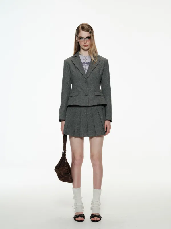 Crop Blazer & Pleated Mini Skirt Set sold by PROD Bldg