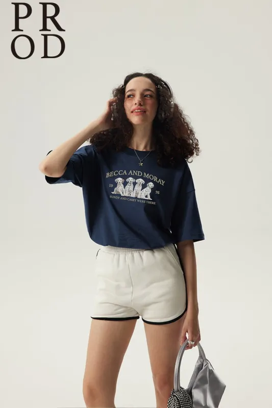 Becca and Moray Boxy Short Sleeve T-Shirt / Blue sold by PROD Bldg