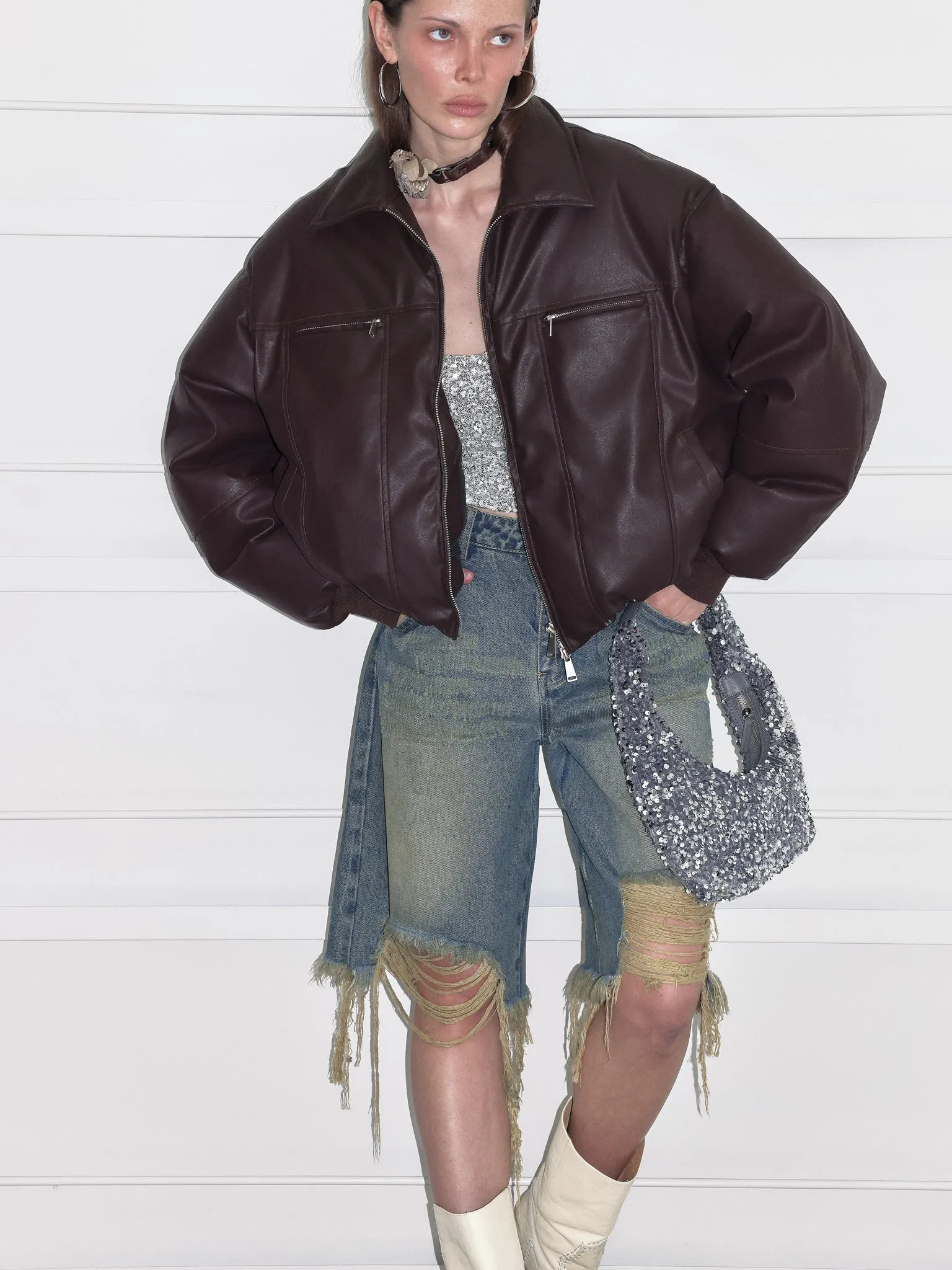 Down Puffer Faux Leather Jacket sold by PROD Bldg product image thumbnail 3