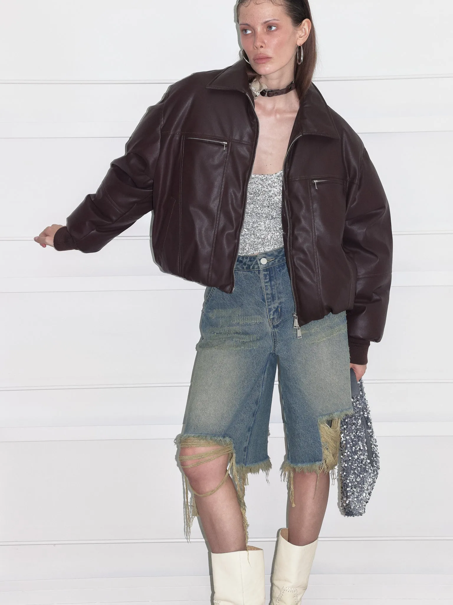 Down Puffer Faux Leather Jacket sold by PROD Bldg product image thumbnail 4