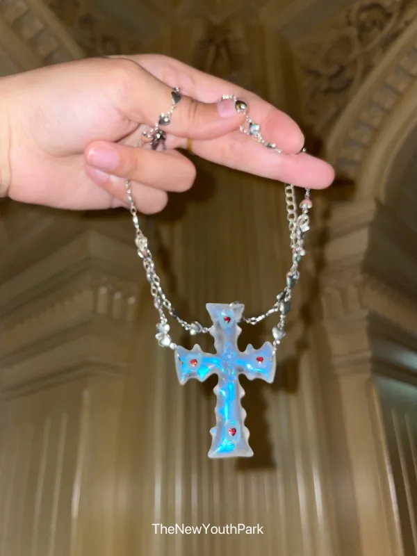 Transparent Cross Punk Necklace sold by PROD Bldg