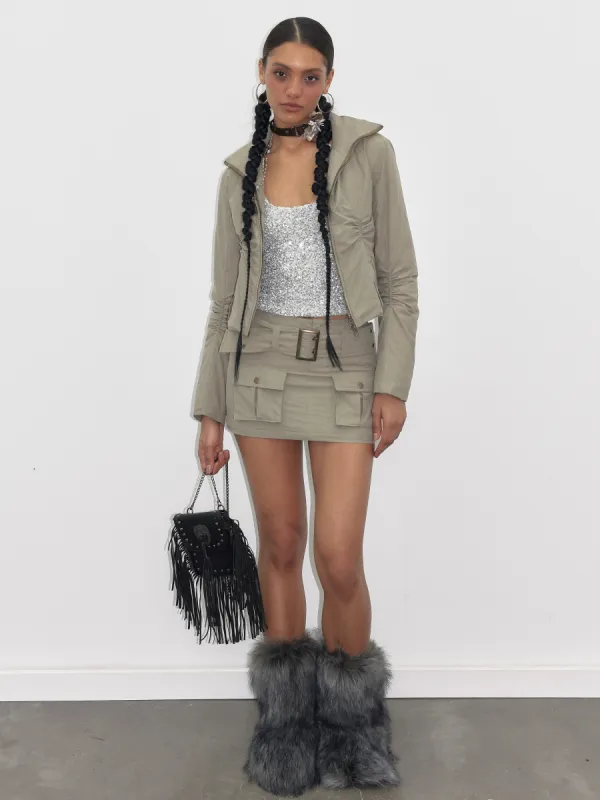 Grayish Green Lightweight Down Jacket & Skirt Set sold by PROD Bldg
