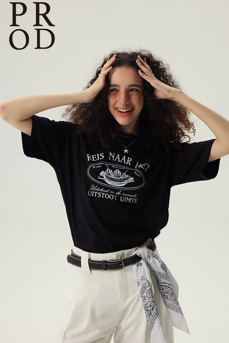 Reis Naar Boxy Short Sleeve T-Shirt / Black sold by PROD Bldg