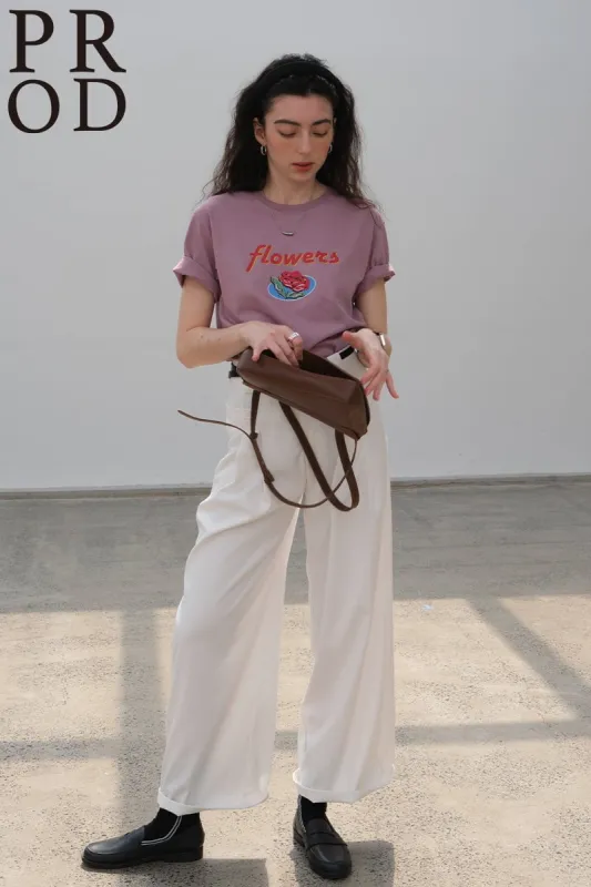 Rose Flower Graphic Basic Short Sleeve T-Shirt / Mauve sold by PROD Bldg