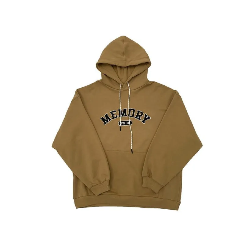 Loose Fit Memory Letters Embroidered Hoodie / Mustard Yellow sold by PROD Bldg