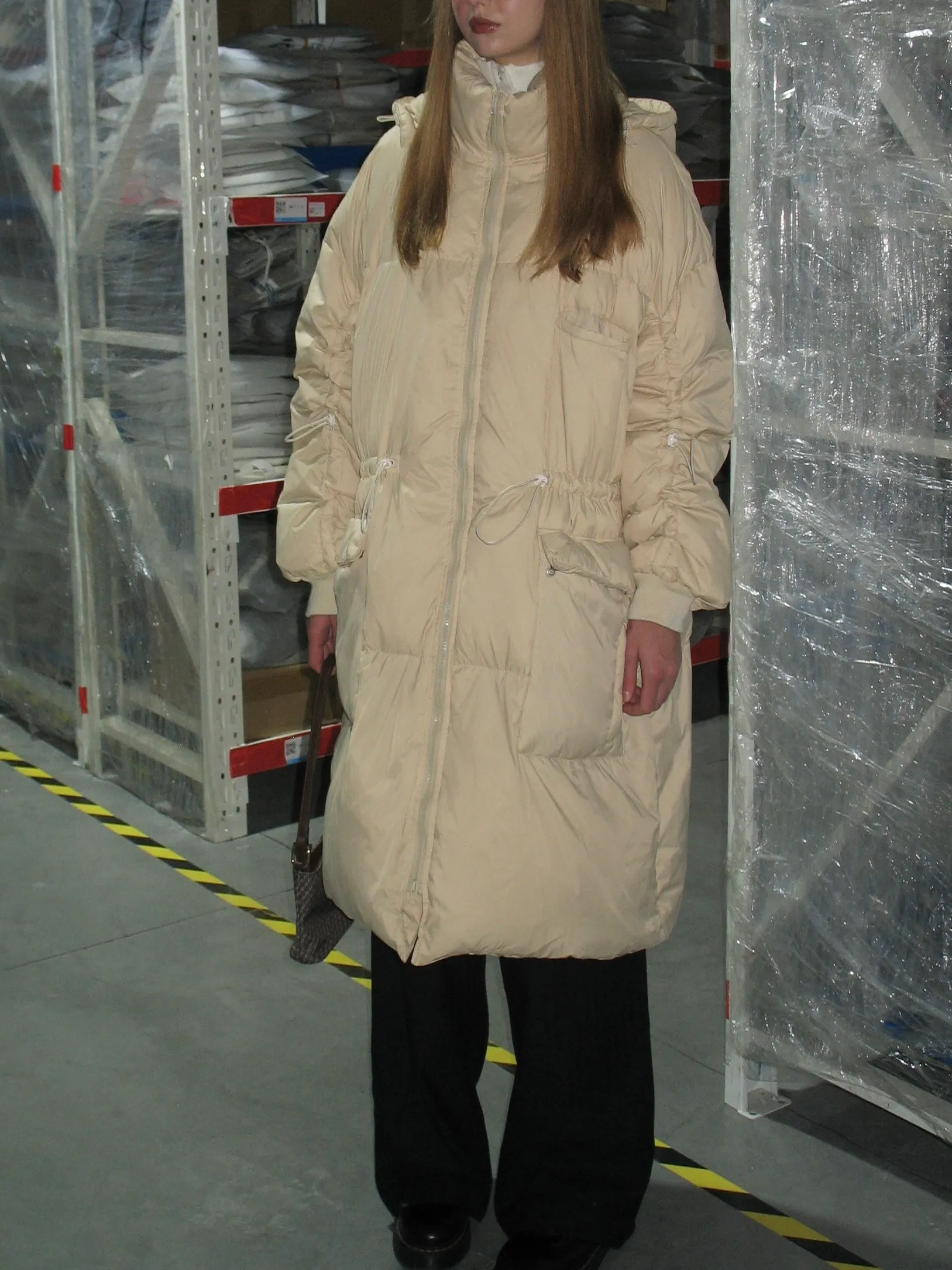Beige Hooded Long Down Jacket sold by PROD Bldg product image thumbnail 4