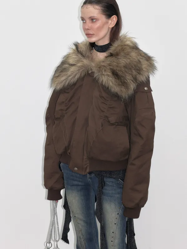 Brown Faux Fur Down Jacket sold by PROD Bldg