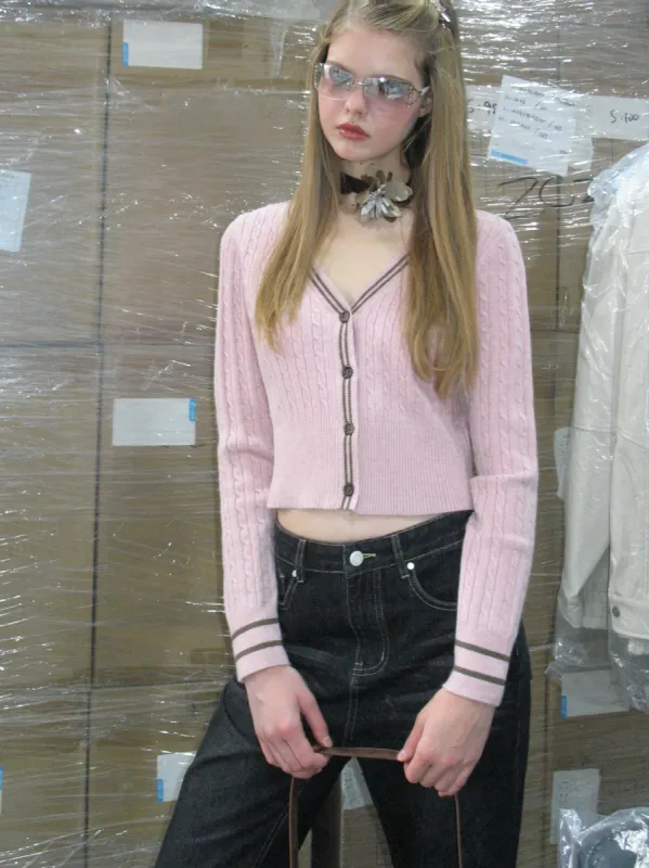 Front Button Short Cardigan sold by PROD Bldg