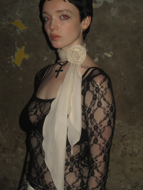 Rose Ribbon Scarf /Apricot sold by PROD Bldg