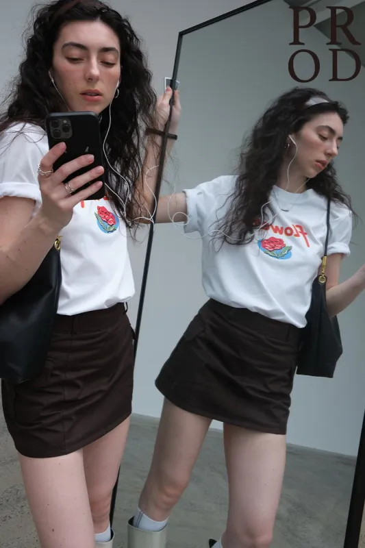 Rose Flower Graphic Basic Short Sleeve T-Shirt / White sold by PROD Bldg